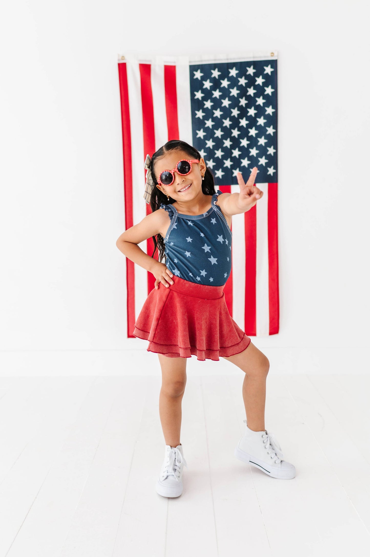 Star spangled ribbed tank