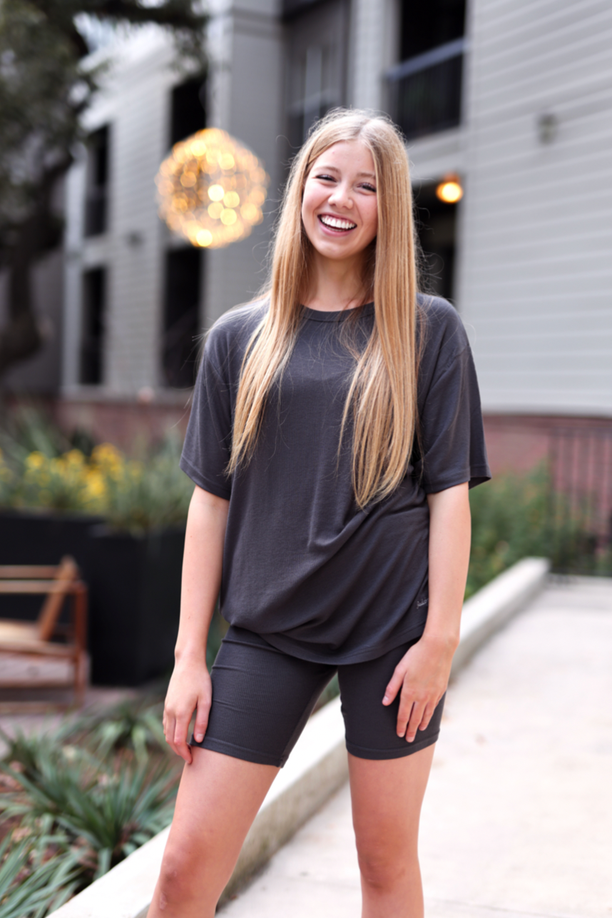 Biker Rib Set- charcoal