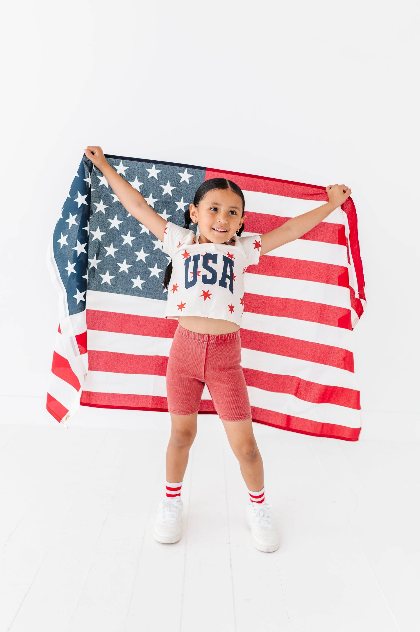 Red star USA girls tee