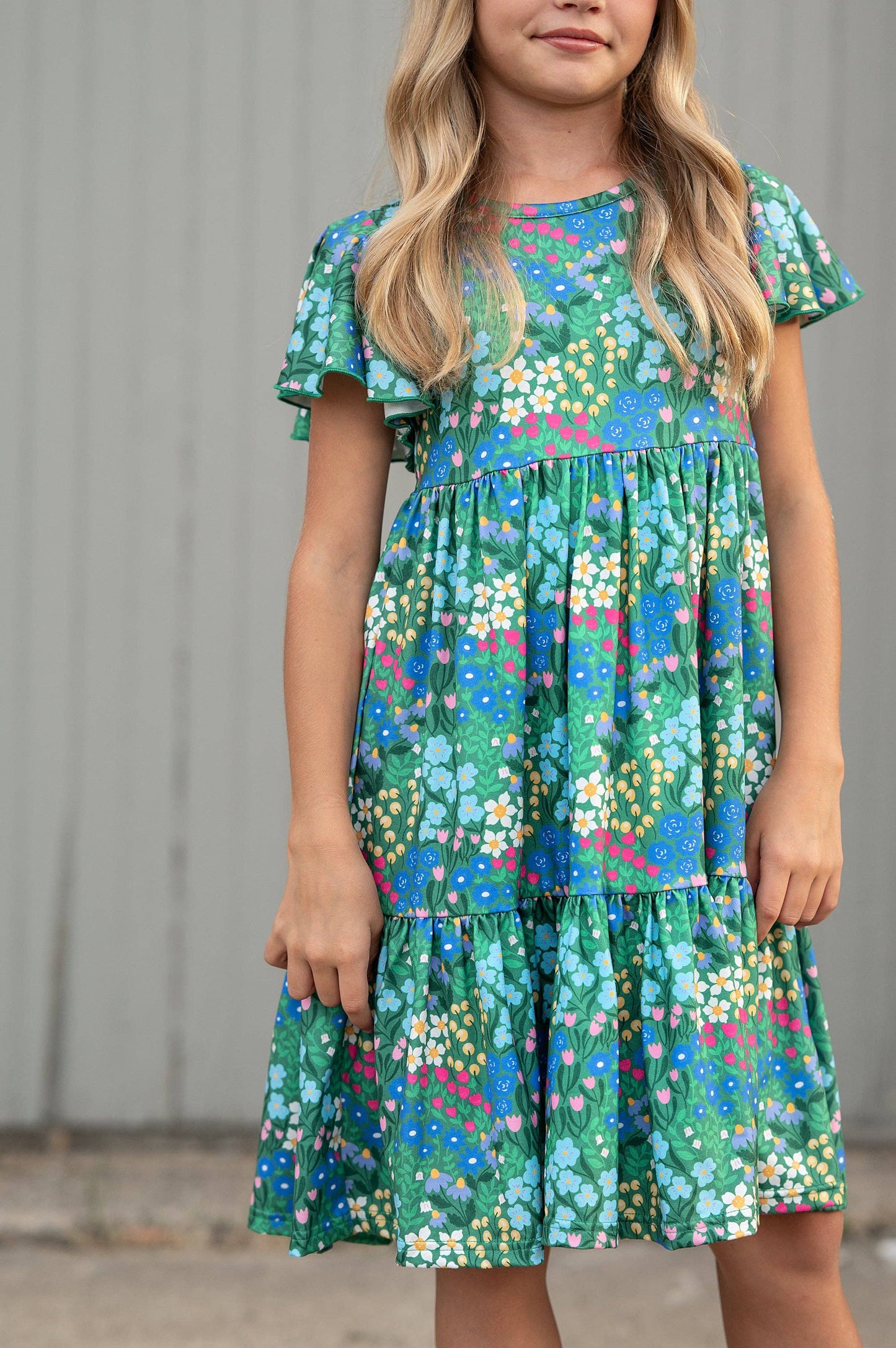 Green Floral Swing Dress