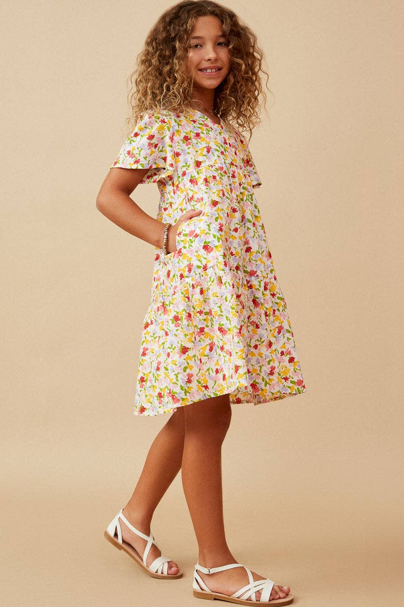 Floral Flutter Sleeve Dress