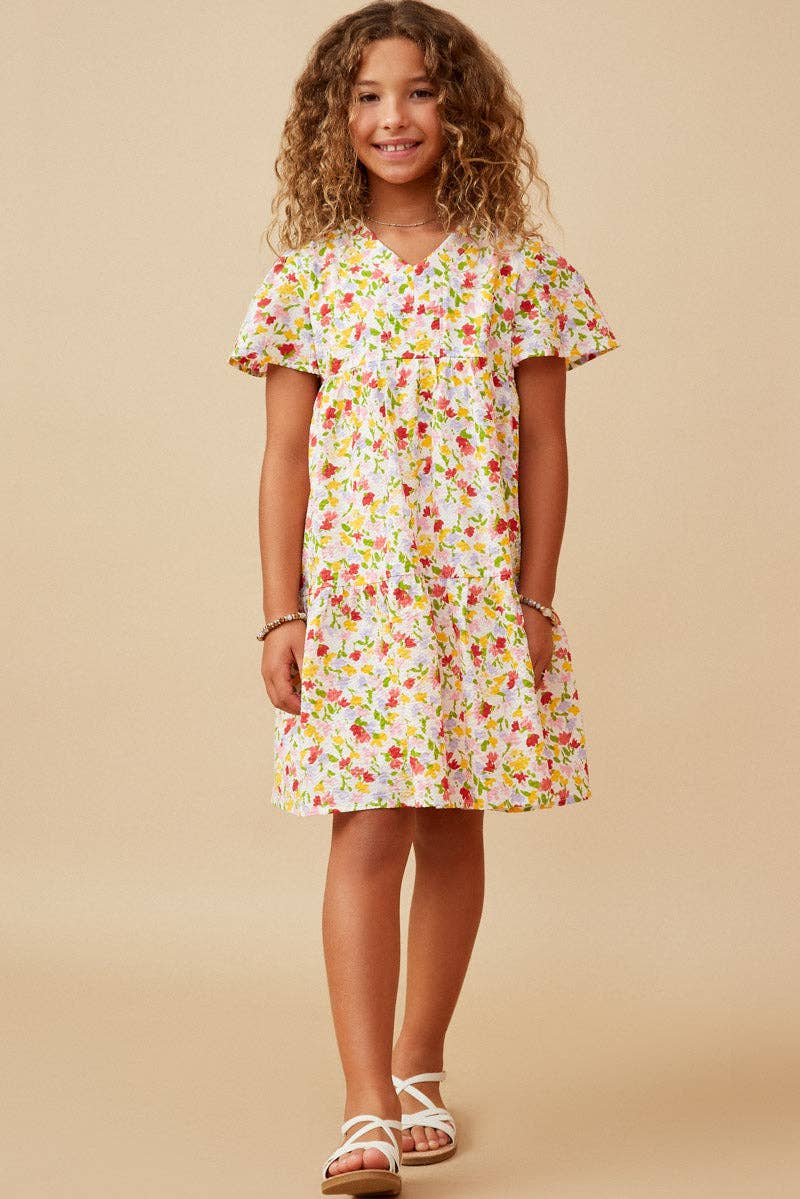 Floral Flutter Sleeve Dress