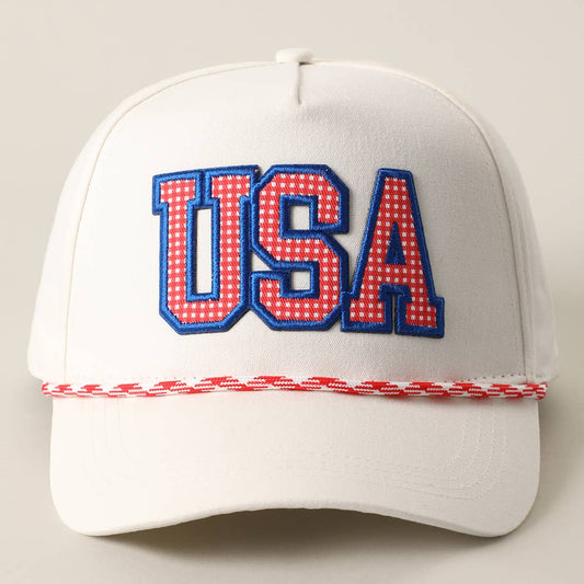 USA Patch Rope Hat Red