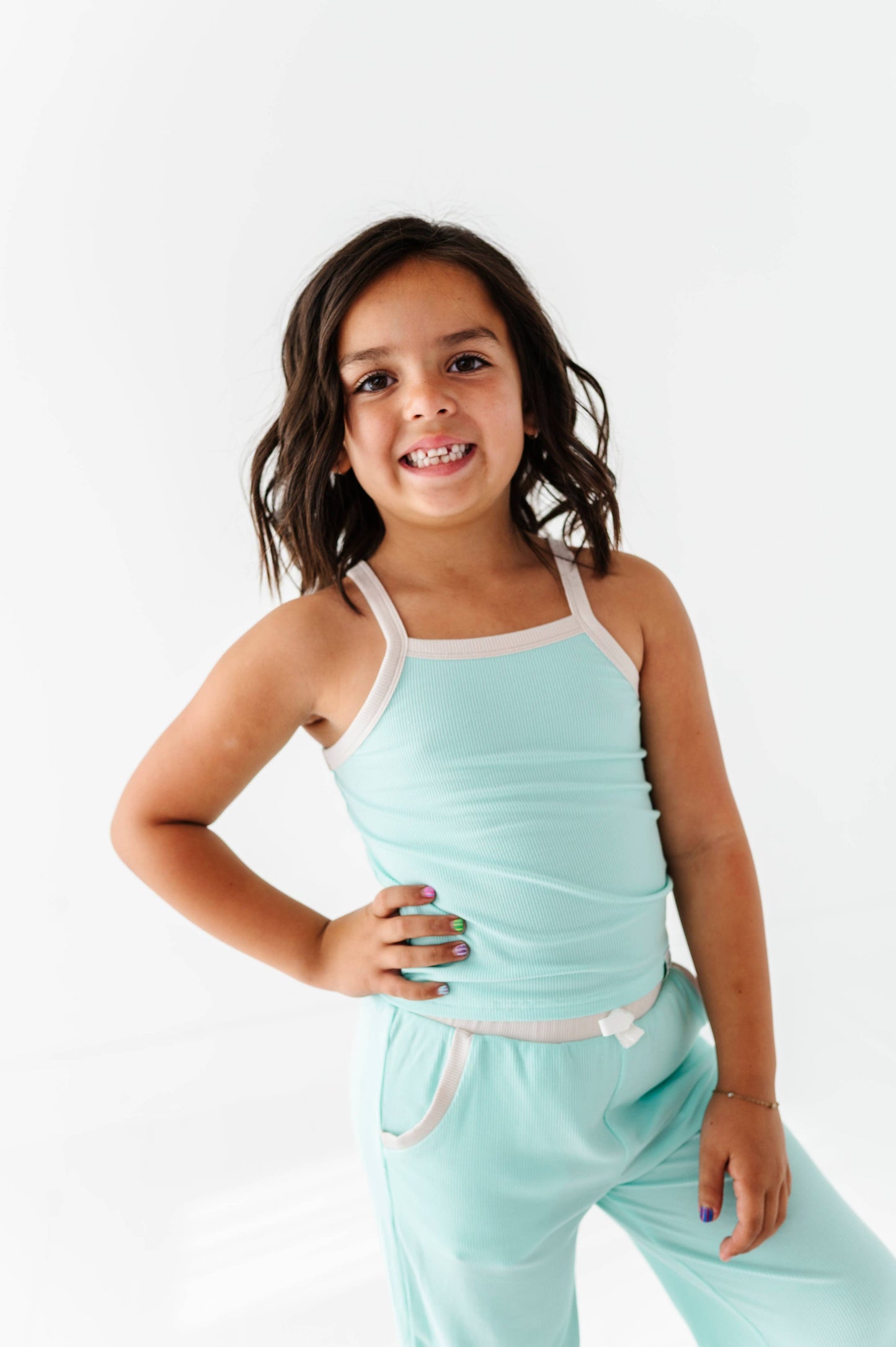 Ribbed Tank Set- Teal