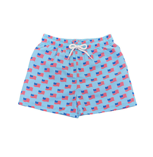 Swim Trunk-Flag Print
