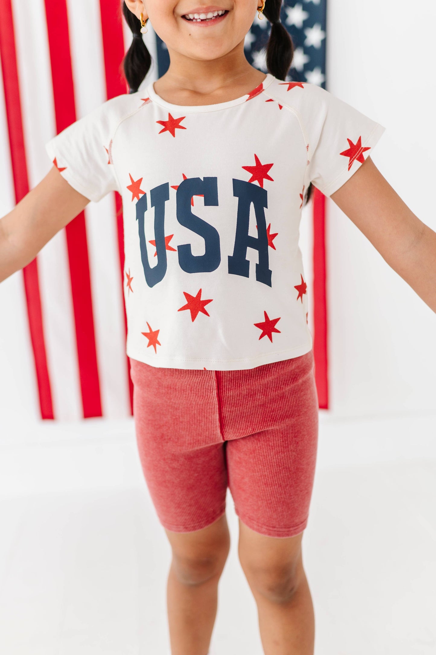 Red star USA girls tee
