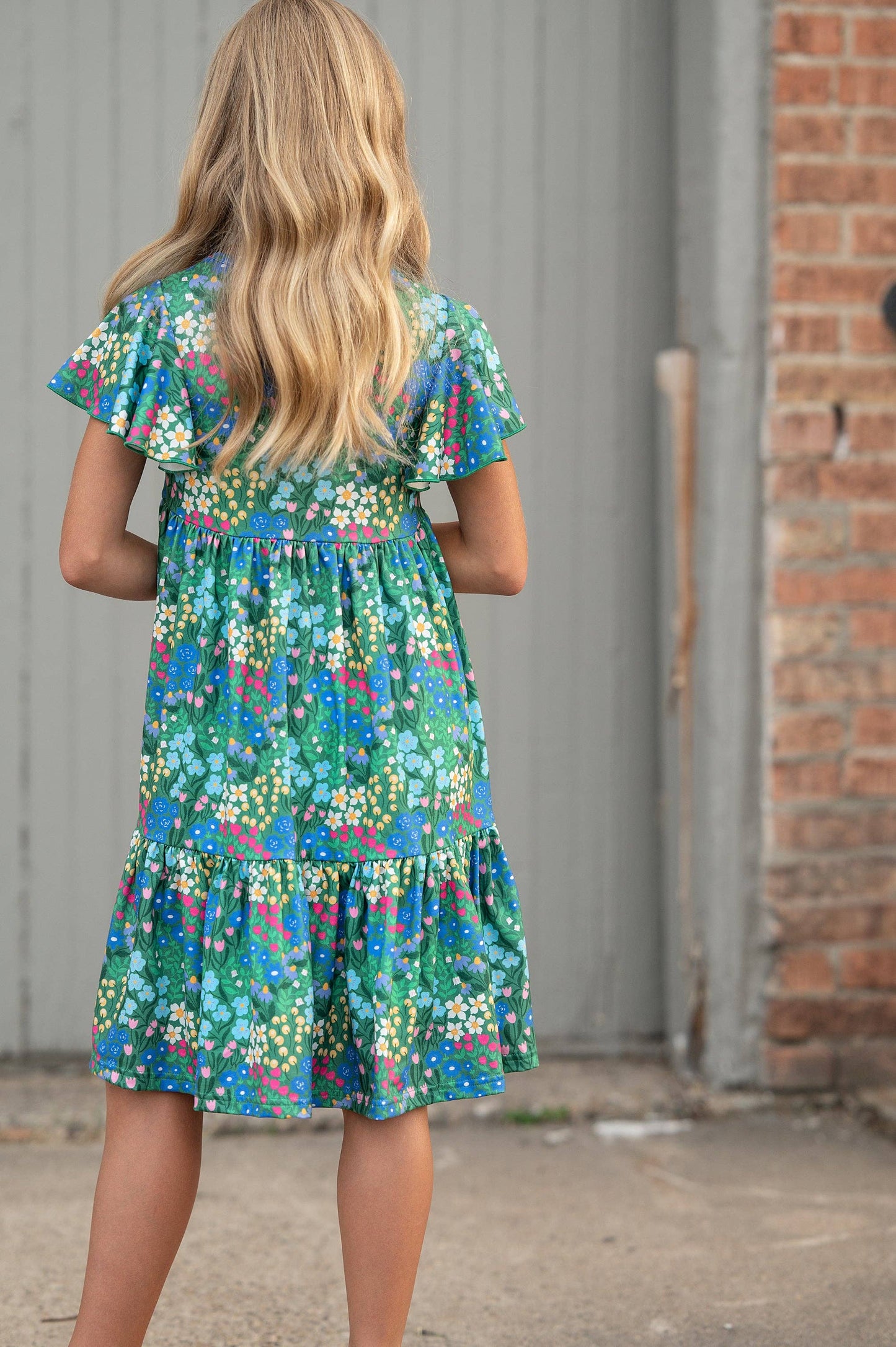 Green Floral Swing Dress