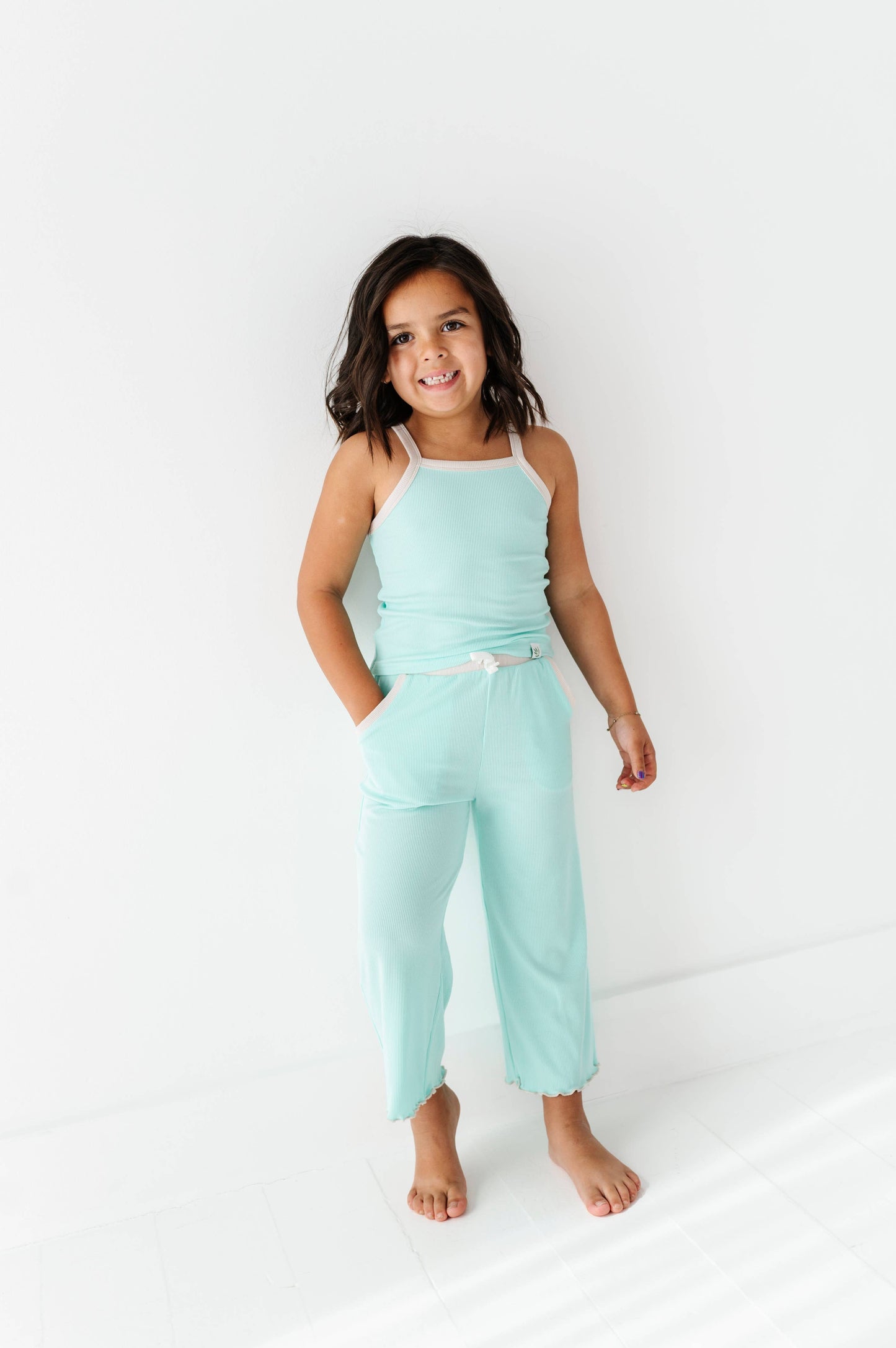 Ribbed Tank Set- Teal
