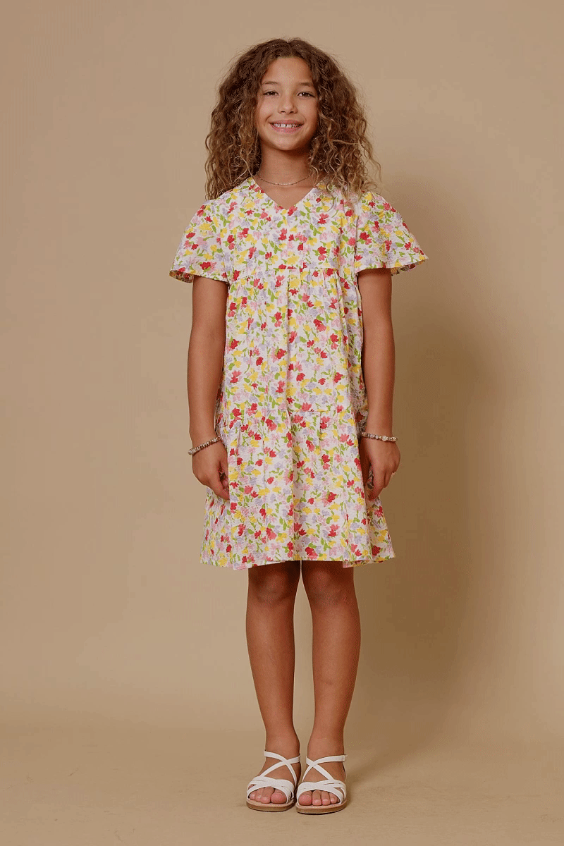 Floral Flutter Sleeve Dress