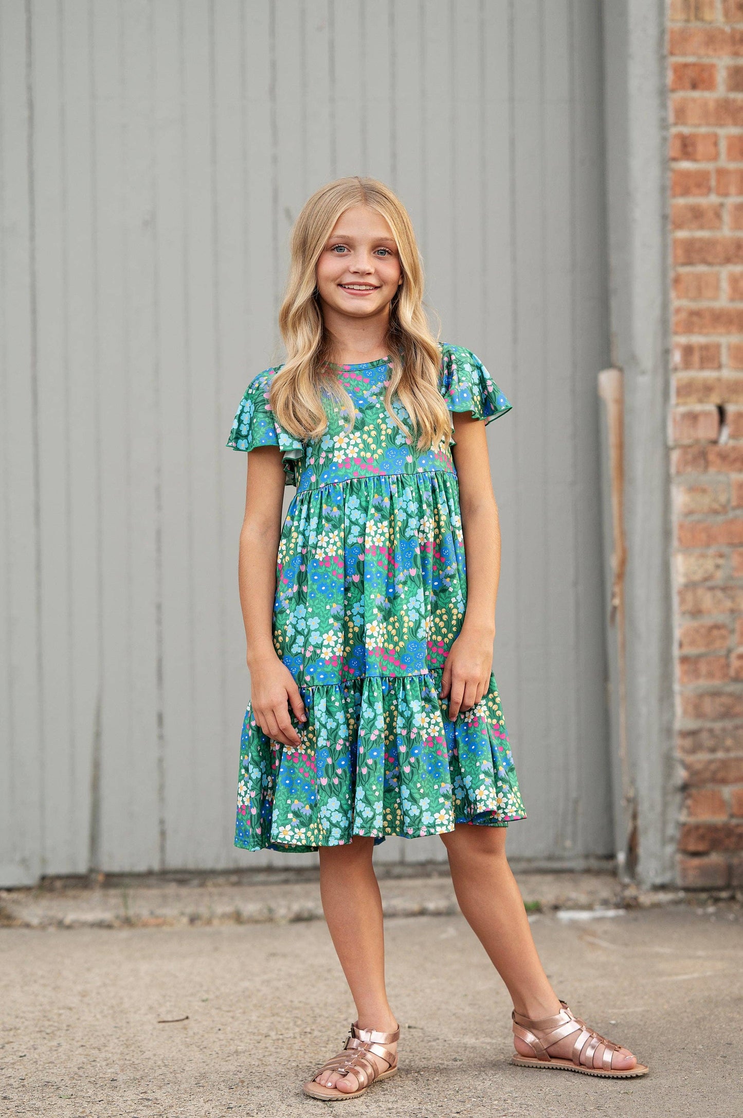 Green Floral Swing Dress